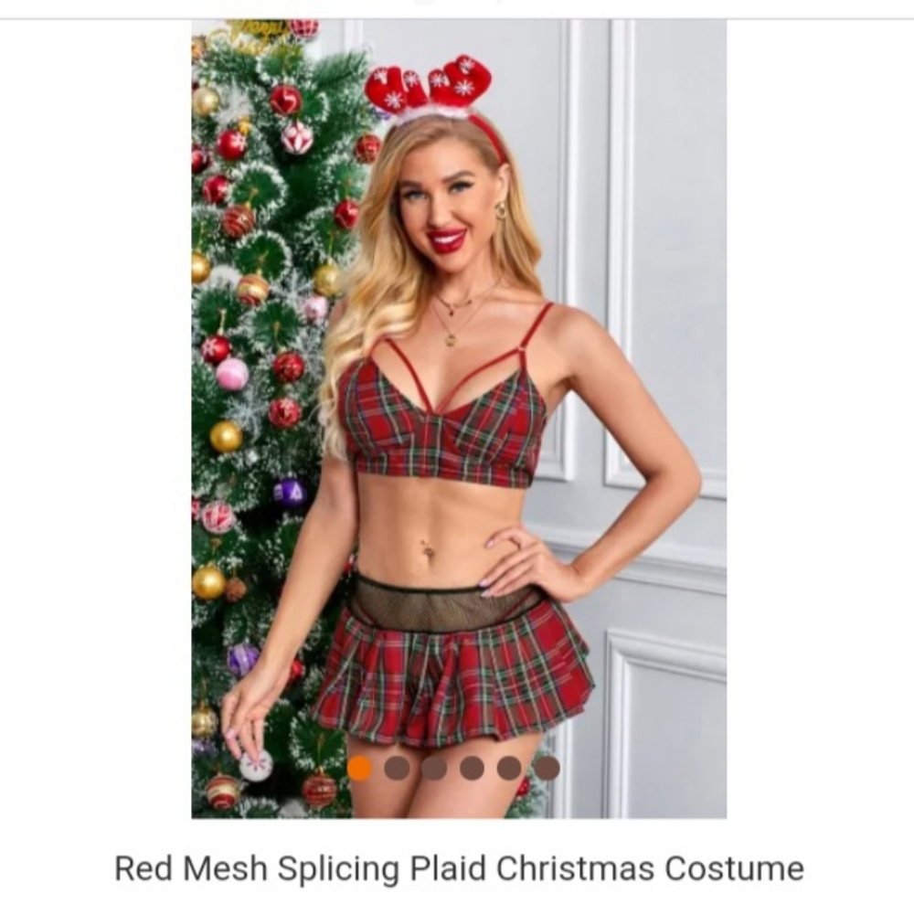 Red plaid lingerie set